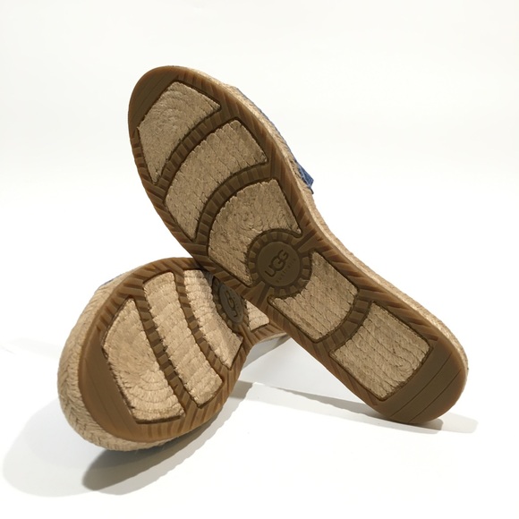 UGG CHERRY EXOTIC ESPADRILLE SANDALS -SKYLINE BLUE EMBOSSED LEATHER -US 10 -NEW - Picture 7 of 7